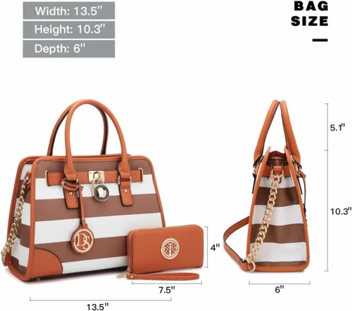 Vista 6 de Dasein - Bolso de mano para mujer, con asa superior, bolsa de hombro, bolsa de trabajo, 2 unidades.