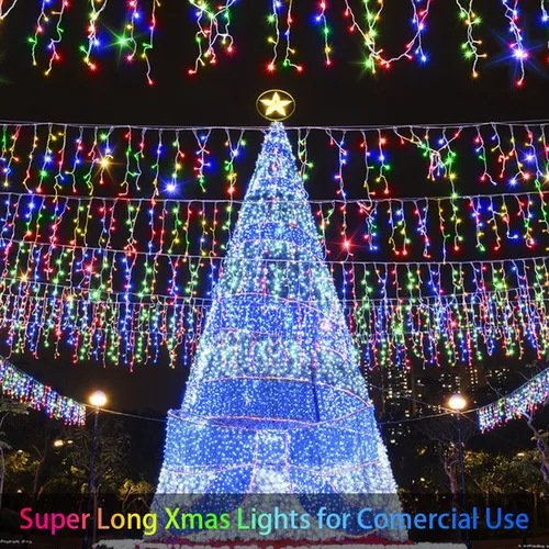 Vista 5 de JXLEDAYY Luces de Navidad superlargas de 1280 luces LED de 131 pies con 240 caídas, enchufables, con 8 modos de decoración de Navidad, para Multi