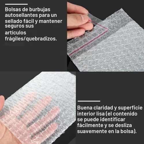 Vista 4 de 100 bolsas de burbujas transparentes autosellantes, 5 x 7 pulgadas, bolsas de plástico de burbujas para embalaje, envío, almacenamiento
