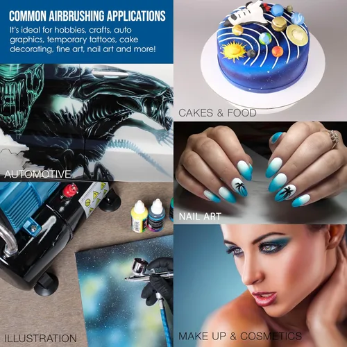 Vista 5 de Master Airbrush G222 juego de aerógrafo de precisión multiusos, acción dual, impulsado por gravedad