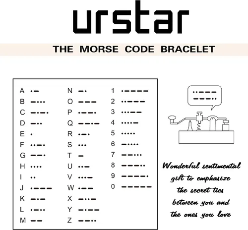 Vista 5 de Pulseras con código morse para hombres y mujeres, regalos chapados en plata de ley 925 con cuentas en cuero negro para hombre, joyería inspiradora