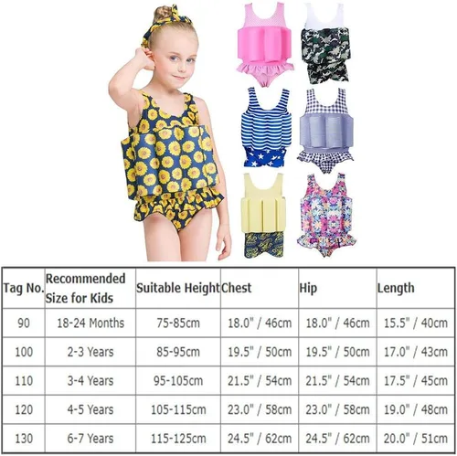 Vista 3 de Traje de baño de una sola pieza para bebé, niño, niña, traje de verano, vacaciones, playa, deporte, traje de baño, chaleco de natación
