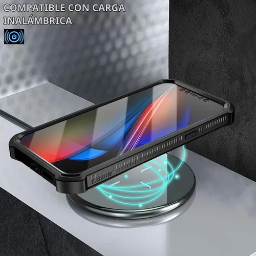 Vista 7 de Dexnor Funda para iPhone 12 y iPhone 12 Pro, [protector de pantalla y soporte integrados] Protección de grado militar resistente a prueba de golpes
