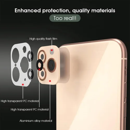 Vista 4 de Adhesivo para lente de iPhone XR/X Convert to iPhone 11/11 Pro/11 Pro Max, protector de lente de cámara para iPhone XR/X/XS/XS Max, cubierta