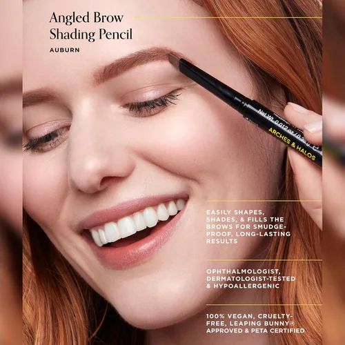Vista 2 de Arches & Halos Lápiz de sombreado de cejas en ángulo, relleno de cejas de doble cara y carrete, diseño de cepillo en ángulo para dar forma y peinado