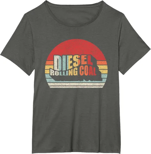 Vista 40 de Camiseta de camión diésel con motor diésel retro y divertido de carbón, Negro