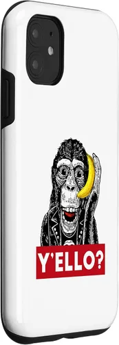 Vista 3 de iPhone 11 Y'ello Monkey Calling Funny Supreme Print Case