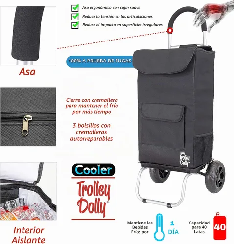 Vista 2 de Cooler Trolley Dolly, Negro Bolsa Térmica aislante plegable Rolling tailgating BBQ cerveza Hielo Cart
