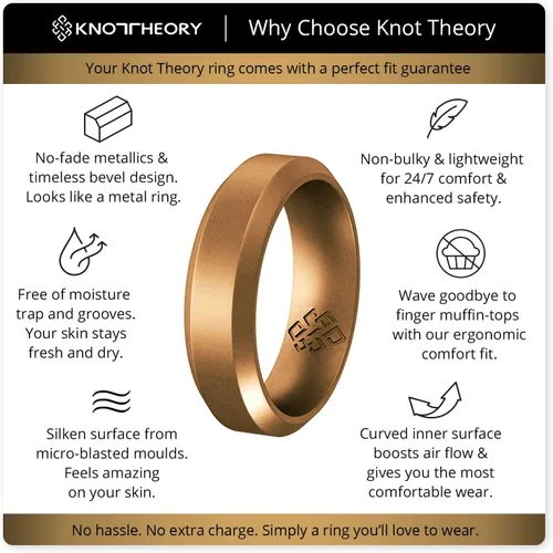 Vista 36 de Knot Theory - Anillo de boda de silicón para hombres y mujeres Anillos de goma finos de calidad superior con gran estilo, comodidad; son ideales
