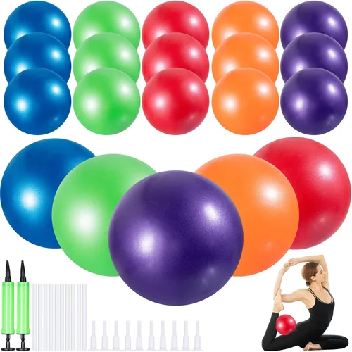 Vista 15 de Sotiff 20 pelotas pequeñas de ejercicio de pilates de 9 pulgadas, mini pelotas de barra de yoga para estabilidad, fitness, terapia física