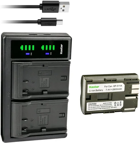 Vista 8 de Kastar Cargador de batería USB LTD2 - Reemplazo para Canon BP-511A, BP-512A, BP-522, CB-5L, CG-580, BG-E2N