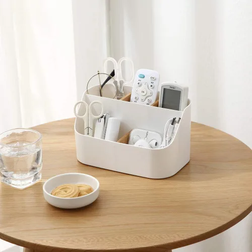 Vista 5 de Organizador de escritorio, soporte de control remoto, caja de maquillaje para el hogar y la oficina
