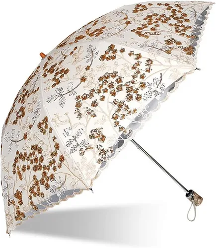Vista 171 de Honeystore Sombrilla bordada con flor 3D plegable UV con encaje clásico