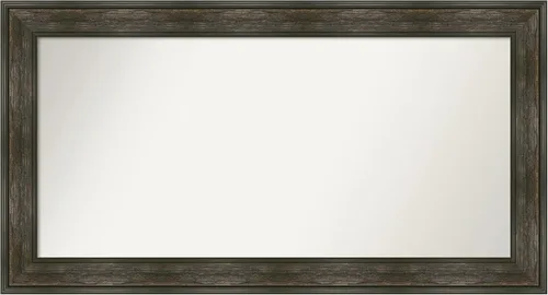 Vista 183 de Amanti Art Espejo de baño marrón para sobre fregadero, 26 x 26 pulgadas, espejo de tocador cuadrado marrón rústico Alexandria, marco de madera