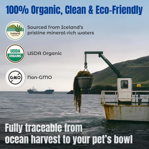 Vista 5 de Life Line - Suplemento orgánico de algas oceánicas para perros, gatos, caballos y ganado Fuente natural de yodo para la piel, pelaje brillante