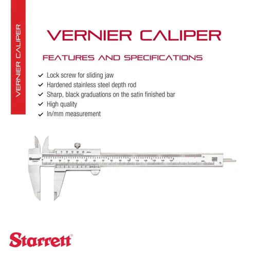 Vista 8 de Starrett Vernier Calibre, rango de 0-6", graduación .001