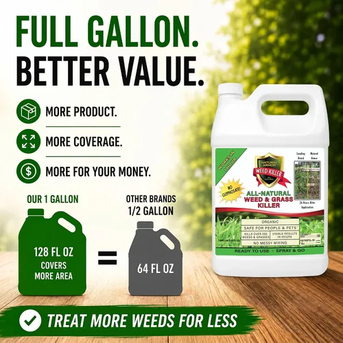 Vista 3 de Natural Armor Fórmula concentrada totalmente natural para eliminar malezas y hierbas. No contiene glifosato (1 caja de repuestos de 4 galones)