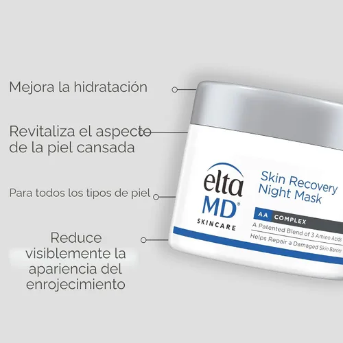 Vista 3 de Máscara Facial Nocturna EltaMD Skin Recovery, Crema Hidratante Nocturna para Cara y Cuello, Segura para Piel Sensible, Frasco de 1.7 oz