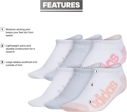 Vista 2 de adidas Calcetines Superlite Linear 30 para mujer 6 pares