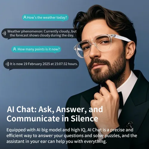Vista 7 de Gafas Inteligentes Bluetooth para Mujeres, Gafas de Traducción AI Compatible con 165+ Idiomas, Micrófono y Altavoces Integrados, Lentes que Cambian