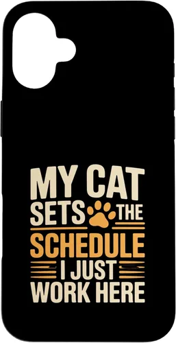 Vista 22 de My Cat Sets The Schedule Cat Humor Case for iPhone 17