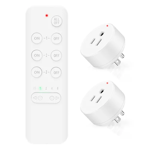 Vista 44 de NineLeaf - Enchufe de salida de control remoto, interruptor de luz de encendido y apagado inalámbrico desmontable 500FT Light Plug Decorator