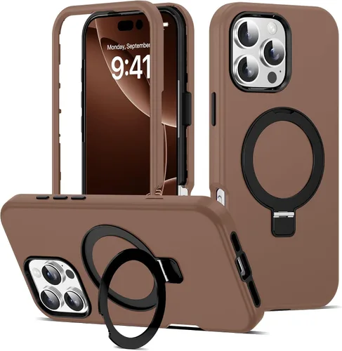 Vista 17 de Funda compatible con iPhone 13 y 14 de 6.1 pulgadas con soporte de anillo magnético [protección militar contra caídas] [compatible con Mag-Safe]
