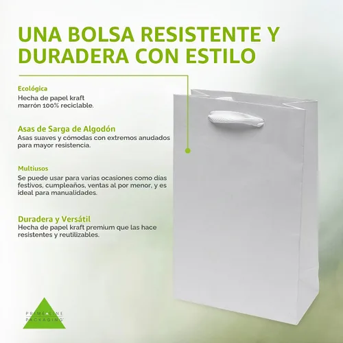 Vista 2 de Prime Line Packaging Bolsas de Regalo de Papel Kraft, Mini Bolsas de Regalo de Papel con Asas para Baby Showers, Bautizo, Bodas, Fiestas, Recuerdos