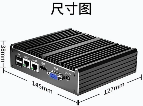 Vista 8 de Mini PC sin ventilador, PC industrial, mini computadora de doble núcleo N2840, 4K HD+VGA, 2Gigabit Ethernet, USB, Mini PC de escritorio 2 RS232 COM