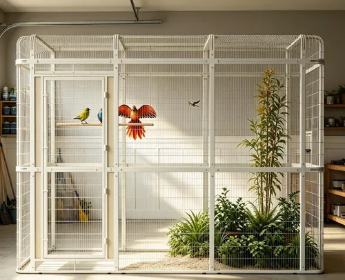 Vista 10 de wonline Jaula para pájaros extra grande de 10 pies para periquitos, pajarera al aire libre, jaula para loros con percha, jaula para aves resistente