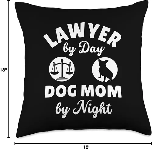 Vista 4 de Lawyer Gifts For Women Dog Mom Law School Student Law Women Justice Lawyer by Day Dog Mom by Night - Almohada de 18 x 18 pulgadas, multicolor