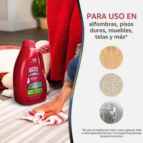 Vista 7 de Nature's Miracle® Eliminador Avanzado de Manchas y Olores, 128 fl oz, Aroma Fresco, Fórmula Enzimática para Desórdenes Severos para Desastres