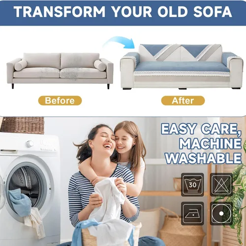 Vista 4 de VClife Funda para Brazo de Sofá Antideslizante Azul Fundas para Reposabrazos para Reclinable, Sillón, Sofá de Dos Plazas y Sofá 1 Pieza Funda Suave