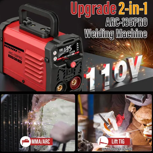 Vista 2 de MMA-135PRO Soldador de palo 110V, Lift TIG 2-en-1 Mini soldador para Rojo