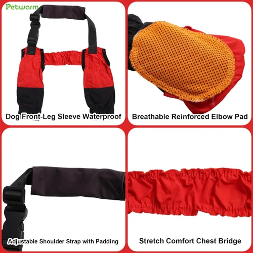 Vista 7 de PetWarm Mangas para patas delanteras para perros, impermeable, protector
