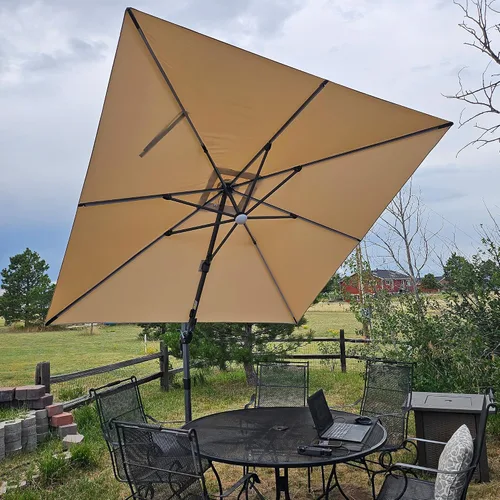 Vista 78 de PURPLE LEAF Sombrilla de patio de 8 pies para exteriores, sombrilla voladiza cuadrada de aluminio con rotación de 360 grados para jardín, terraza