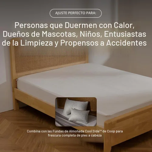 Vista 6 de Coop Home Goods Protector de colchón impermeable ultra fresco, tamaño individual, protector de colchón refrescante, lavable a máquina, funda de cama