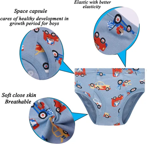 Vista 2 de Sladatona - Ropa interior con diseño de dinosaurio y tiburón para niños pequeños