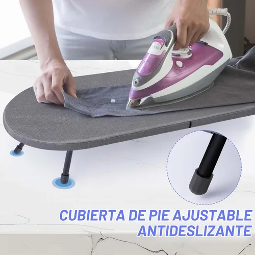 Vista 4 de Tabla de planchar de mesa con soporte para plancha, panel de malla metálica, tabla de planchar mini con cubierta resistente al calor, tabla