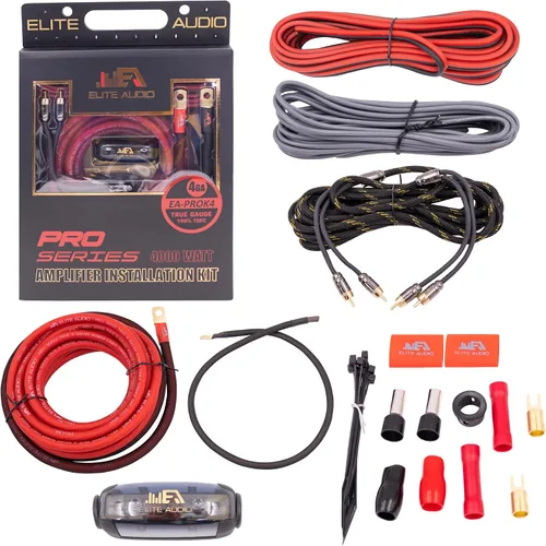 Vista 12 de Elite Audio Kit de cableado de amplificador dual calibre 0, kit de instalación de amplificador OFC de 5000 W para 2 amplificadores - EA-PROK0-DUAL