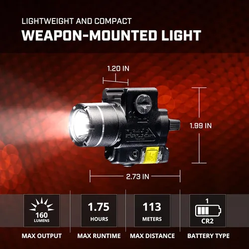 Vista 5 de Streamlight 69247 TLR-4G Luz táctica compacta de 160 lúmenes montada en riel para armas con láser de puntería verde integrado para H&K USP