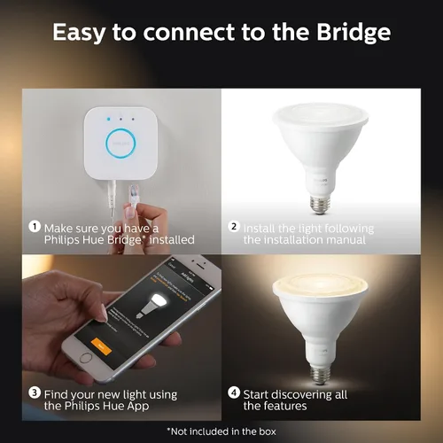 Vista 8 de Philips Hue - Bombillas LED inteligentes blancas para exteriores PAR38 de 13 W, requiere hub, 2 bombillas LED PAR38 blancas, funciona con Alexa