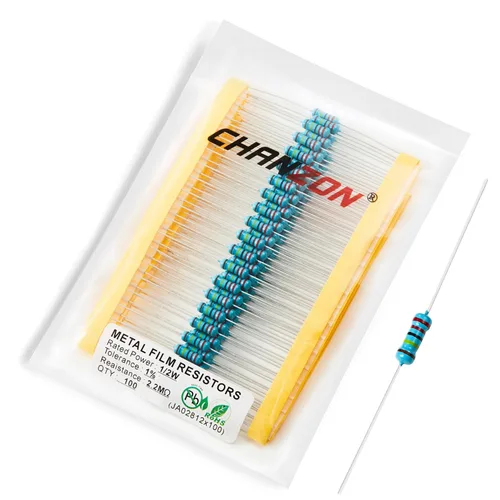 Vista 55 de Chanzon 100pcs 1/2W (0.5W) 1 Ω ohmios Resistencia fija de película metálica 0.01 ±1% Tolerancia 1R MF Orificio pasante Resistencias limitadoras