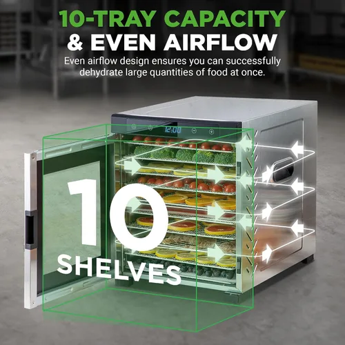 Vista 2 de NutriChef Deshidratador eléctrico de alimentos para encimera, 900 vatios de alta calidad, varios niveles: ahorra tiempo frente a 600 W. Haz carne