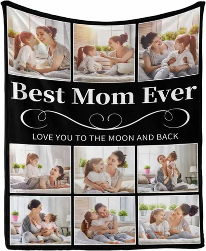 Vista 20 de InterestPrint Manta con foto, regalos personalizados para mamá, manta de collage de fotos personalizada para mamá de hija e hijo para cumpleaños