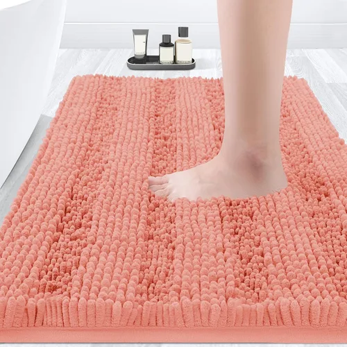 Vista 43 de ACCUMTEK - Juego de alfombras de baño a rayas beige de 3 piezas, ultrasuaves, antideslizantes de chenilla, alfombras de baño mullidas y absorbentes