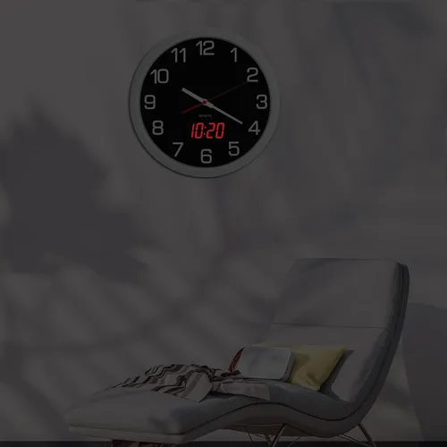 Vista 22 de Reloj de pared analógico de 12 pulgadas, silencioso, sin tictac, reloj de pared grande de cuarzo con LED nocturno, reloj de pared decorativo a