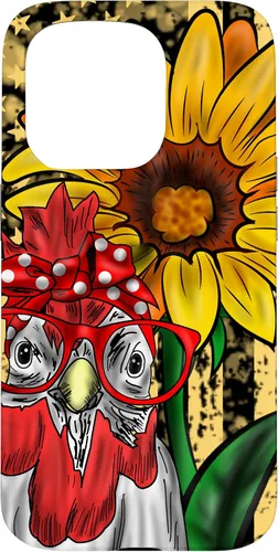 Vista 14 de iPhone 16 doméstico pollo vidrio bandera americana girasol retro divertido caso