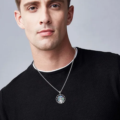 Vista 2 de Moon Phase Goddess Necklace for Women Sterling Silver Abalone Shell Celtic Jewelry