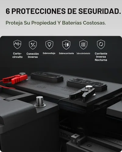 Vista 6 de LNEX Controlador de Carga Solar Impermeable 8A, 12V Mini Regulador Inteligente de Batería de Panel Solar con Indicador LED para LiFePO4, AGM, Gel